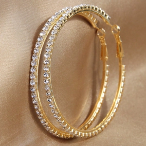 Grandi Orecchini a Cerchio Esagerati per Donna Catena a Artiglio con Strass Orecchini a Cerchio in Lega Placcati Oro Argento Gioielli Festa