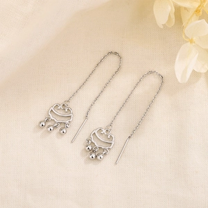 Elegant S925 sterling silver tassel earrings with Chinese ruyi lock design for women