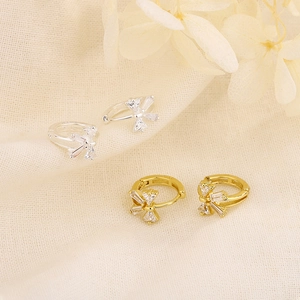 Boucles D'oreilles Créoles Nœud Cuivre Serties De Zircon Brillant Bijoux De Mode Élégants Minimalistes Pour Femmes