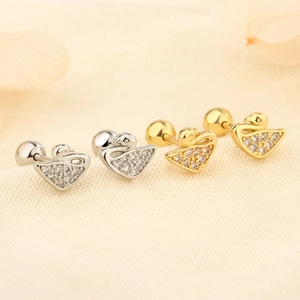Elegant Swan Shaped Stud Earrings Copper Zirconia Inlaid With Screw Back Ball Back For Women Fashion Jewelry Accessories