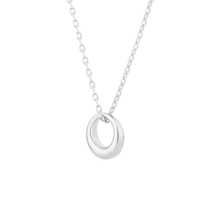 Minimalist silver teardrop ring necklace with mirror polished finish on thin chain