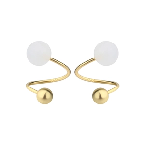 Élégantes boucles d'oreilles spirale en argent S925 doré avec perles givrées et clous or