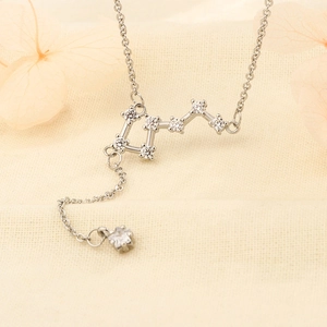 S925 sterling silver Big Dipper constellation necklace with clear zircon stones