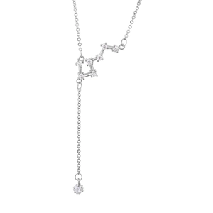 Elegant S925 silver Big Dipper constellation Y-shaped necklace with zircon crystals