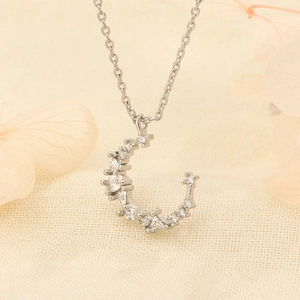 Collier Pendentif Lune Cuivre Avec Zircon Chaîne De Clavicule Élégante Bijoux Délicats Pour Femmes Quotidien Couleur Argent