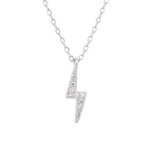 Collier éclair délicat en argent sterling S925 avec pendentif en zircon pour femme