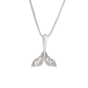 Collier élégant queue de sirène en argent avec oxydes de zirconium et chaîne box