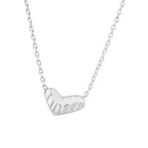 Elegant 925 sterling silver heart pendant necklace with hammered texture surface