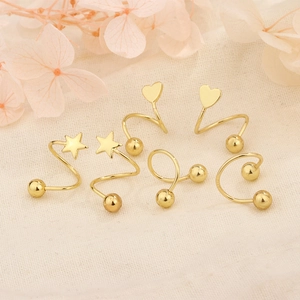 Spiral Stud Earrings Copper With 925 Sterling Silver Earring Post Heart Star Round Bead Screw Back Design For Women
