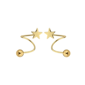 S925 sterling silver spiral earrings with gold star and round bead minimalist design
