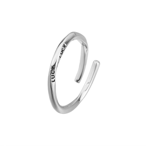Adjustable S925 sterling silver Luck ring with minimalist twisted texture design