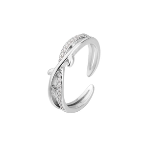 925 sterling silver adjustable vine ring with leaf details and sparkling cubic zirconia