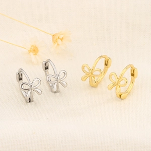 Bowknot Hoop Earrings Copper Minimalist Sweet Elegant Jewelry For Women