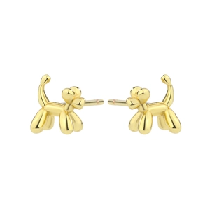 Boucles d'oreilles minimalistes dorées en forme de chien ballon avec finition polie
