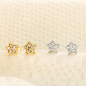 Mini Boucles D Oreilles Étoiles Zircon Brillant Bijoux En Cuivre Avec Fermoir À Vis Pour Femmes Accessoire Mode Élégant