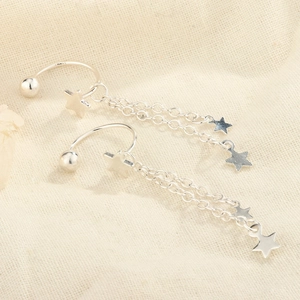 Star Tassel Dangle Earrings With 925 Sterling Silver Earring Post Minimalist Silver Color Trendy Jewelry For Women
