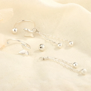 Elegant S925 sterling silver butterfly tassel earrings with screw-back design for women