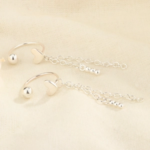 Heart Tassel Drop Earrings Copper Minimalist Elegant Screw Back Jewelry For Women With Silver Earring Post