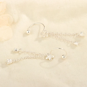 Boucles d'oreilles muguet en argent S925 avec pampilles florales élégantes