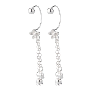 Élégantes boucles d'oreilles muguet en argent avec pendentifs fleurs et chaînes
