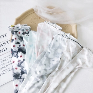 Floral print sun protection ice silk arm sleeves with elastic Fashion Rush lettering