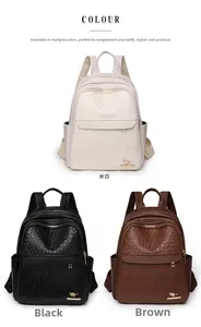 Detailed comparison of beige, black, and brown textured leather backpacks with kangaroo logo