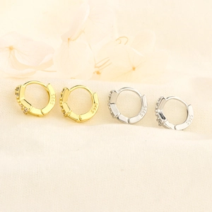 Créoles Nœud Avec Tige En Argent Sterling 925 Serties De Zirconium Petites Boucles D'oreilles Huggie Élégantes Pour Femmes