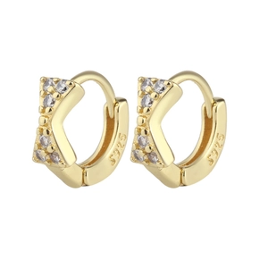 Détail des boucles d'oreilles nœud en argent S925 doré avec zircons et poinçon précis