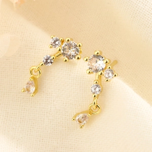 Boucles D'oreilles Pendantes Élégantes En Forme De Larme Avec Zircone Bijoux En Cuivre Plqué Or Pour Femmes