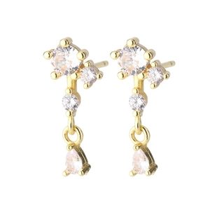 Boucles d'oreilles note de musique en or avec pendentifs en pierre rose