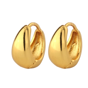Minimalist gold teardrop hoop earrings with high-polish finish and frosted inner texture