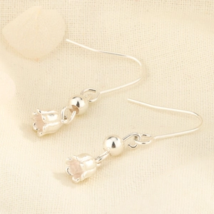 S925 silver lily of the valley drop earrings with minimalist floral design for women