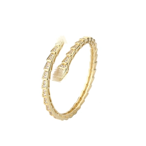 Luxurious gold snake-shaped wrap bracelet encrusted with sparkling zircon stones