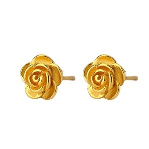 Boucles d'oreilles rose dorée vintage français avec pétales détaillés et finis