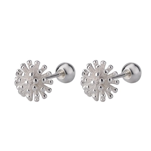 Boucles d'oreilles pissenlit en argent avec design radial et fermoir à vis pour femme
