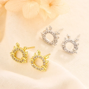 Cute Chinese Zodiac Dragon Copper Stud Earrings With Zircon Inlaid Minimalist Fashion Jewelry Accessories For Women
