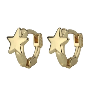 Polished S925 sterling silver gold-plated star hoop earrings for women in minimalist style
