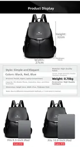 Size comparison of black leather backpack showing dimensions and large interior capacity