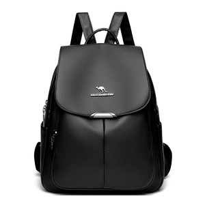 Women's Fashion PU Leather Backpack Large Capacity Lychee Pattern Anti-Theft Travel Rucksack Elegant Lady School Bag