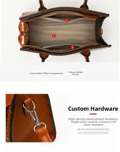 Internal structure of woven tote bag with pockets and high-density plated hardware detail