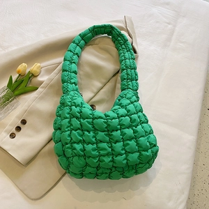 Women Quilted Puffer Tote Bag Nylon Large Capacity Bubble Cloud Texture Shoulder Handbag Zipper Minimalist Trendy