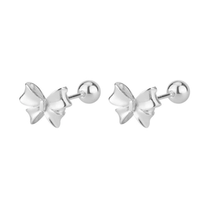 Elegant silver butterfly stud earrings with secure screw back ball closures for women