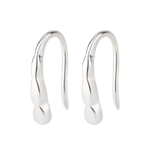 Polished silver geometric wave earrings with sleek u-shaped teardrop line design