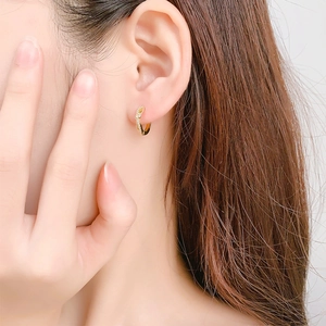 Elegant gold knotted cross hoop earrings with sparkling micro-inlaid rhinestones for women