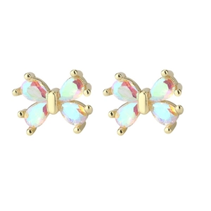 Élégantes boucles d'oreilles papillon dorées avec ailes en pierre œil de chat irisées