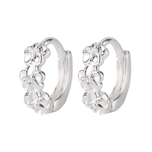 Exquisite silver-plated floral hoop earrings with sparkling cubic zirconia flower details