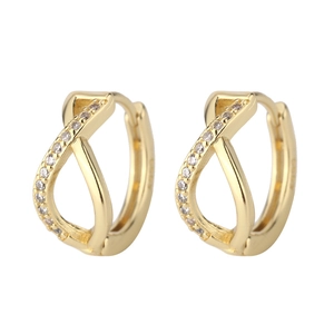 Elegant gold twisted infinity hoop earrings with micro-pave cubic zirconia accents