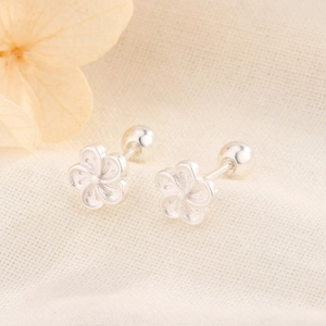 Minimalist Plum Blossom Stud Earrings With 925 Sterling Silver Earring Post Copper Small Floral Jewelry For Women Daily Office Wear