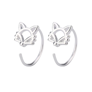 Hollow out fox tassel drop earrings in silver finish for a minimalist feminine style