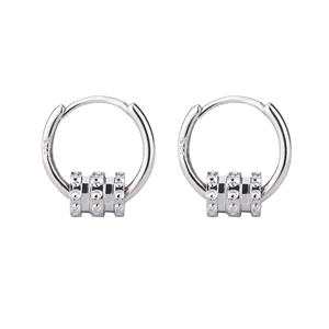 Créoles en argent sterling S925 avec pendentifs cylindriques et poinçon gravé 925